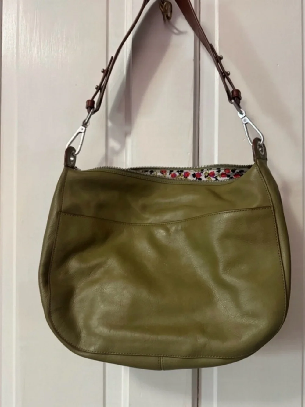 Vera Bradley Olive Green Leather Shoulder Bag with Matching Wallet